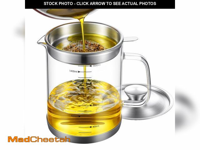 Lot 74-14341872 - Yiyiring Glass Bacon Grease Container with Strainer, 1.5L/50oz Cooking Oil Storage Can Food Strainer...