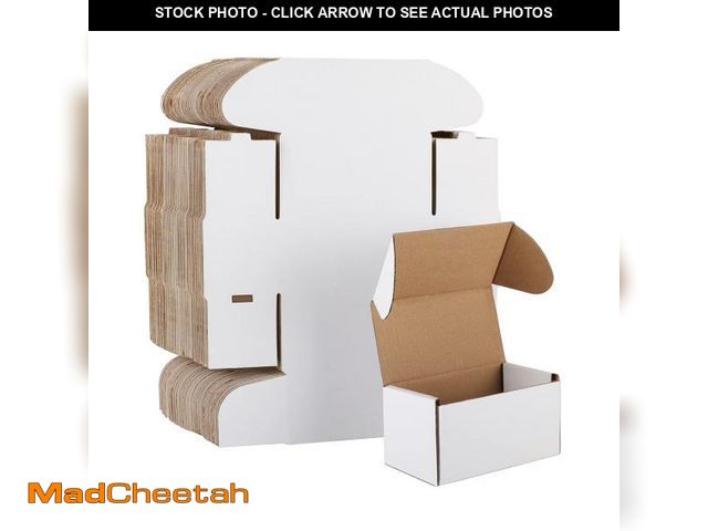 Lot 74-12307918 - HORLIMER Shipping Boxes Set of 50, Small Corrugated Cardboard Box Literature Mailer, (White, 4.6" x ...