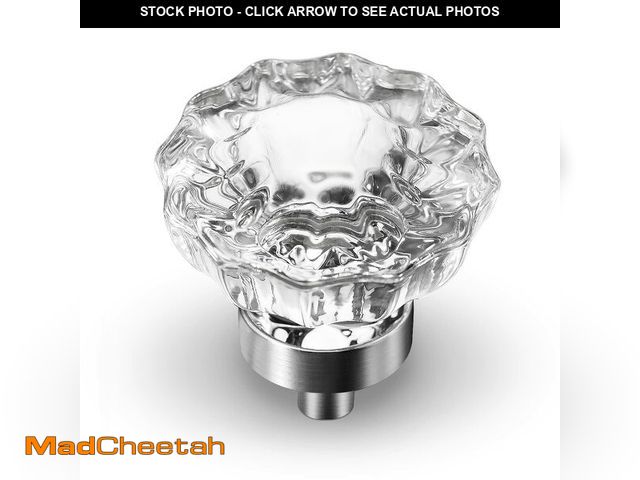 Lot 74-12608772 - VEHCIL 8 Pack Crystal Dresser Knobs, Single Hole Brushed Nickel Cabinet Knobs Crystal Knobs for Draw...