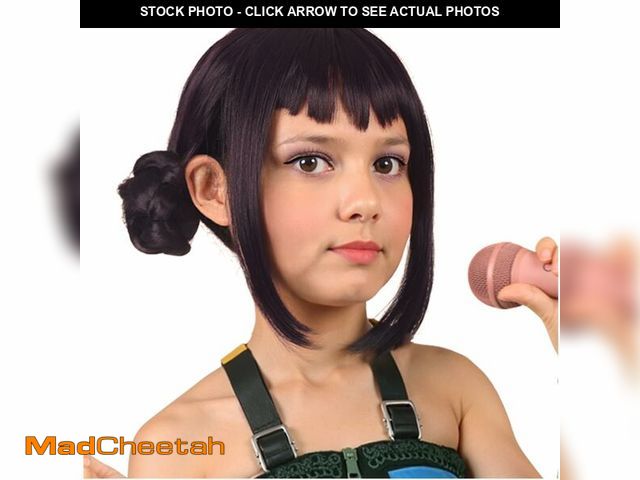 Lot 74-12699543 - ColorGround Short Black Purple Cosplay Wig with 2 Buns for Halloween Party CostumeÃ¯Â¼ËSmall SizeÃ¯...