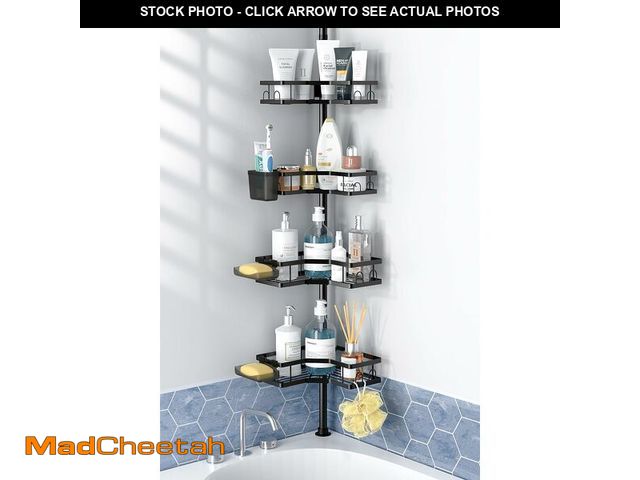 Lot 74-13563661 - Aitatty Corner Shower Caddy Tension Pole: 4tier adjustable Rustproof Bathroom Organizer Shelves - Ba...