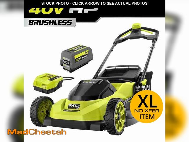 Lot 74-14365779 - RYOBI 40V HP Brushless 20 in. Cordless Battery Walk Behind Push Lawn Mower with 6.0 Ah Battery and C...