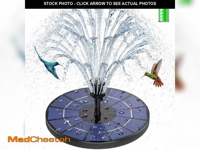Lot 74-14264291 - AISITIN 3.5W Solar Fountain Pump Built-in 1500mAh Battery, Bird Bath Fountain with 6 Nozzles, Solar ...