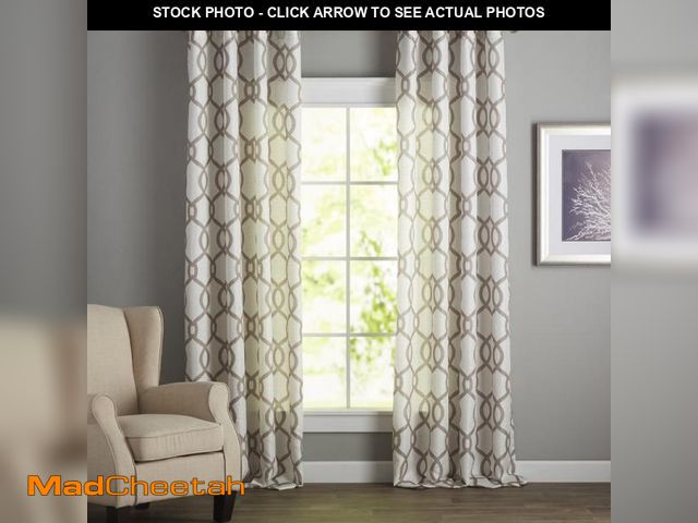 Lot 74-6823389 - Winston Porter Caliese Geometric Semi-Sheer Grommet Curtain Panels BCMH4938 Color: Black Pearl, Size...