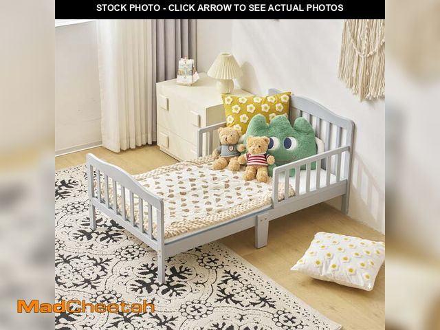 Lot 74-13815153 - Ktaxon Children Wood Toddler Bed Baby Kids Bedroom Bedframe Gray - UNUSED