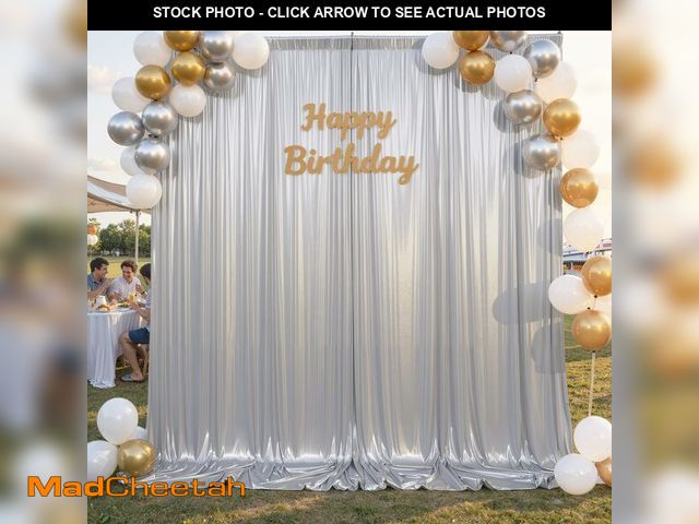 Lot 74-14204958 - 10x10ft Silver Glitter Sequin Photo Backdrop Curtain for Parties Wrinkle Free Shimmer Polyester Phot...