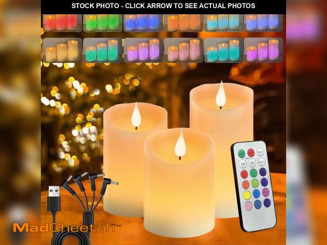 Lot 74-12117224 - LEDHOLYT Flameless Candle RGB Set, Flickering LED Pillar Real Wax Candle with Remote Control and Tim...