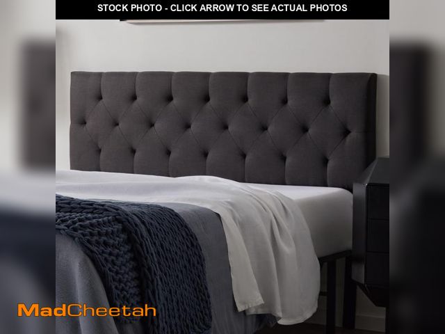 Lot 74-12541775 - Lucid Mid-Rise Upholstered Headboard - Diamond Tufted - Padded Polyester - Adjustable Height from 34...
