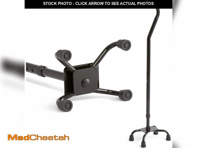 Lot 74-14581964 - Medline Aluminum Quad Cane with Small Base, 300 lb Capacity, for Balance, Knee Injuries, Leg Surgery...