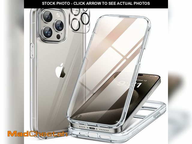 Lot 74-12703633 - Miracase for iPhone 15 Pro Case, Full-Body Clear Bumper Phone case with Built-in Glass Screen Protec...