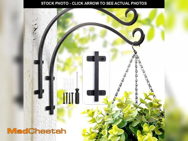 Lot 74-12309374 - Lifyzoon Heavy Duty Hanging Plant Bracket: Outdoor Hand-Forged Hanging Plant Bracket Hook - 16Inch B...
