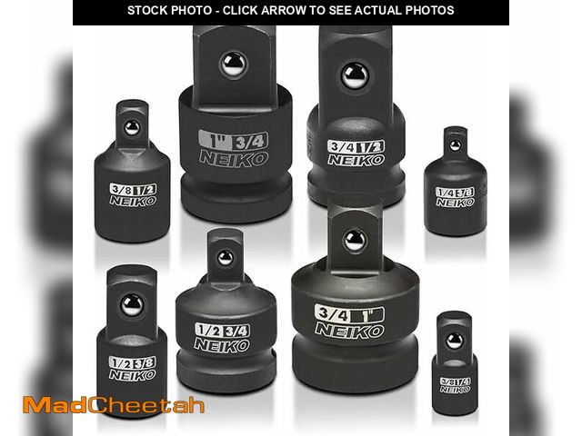 Lot 74-13766779 - NEIKO 30223A 8 PC Impact Socket Adapter Set, Standard SAE Size, Cr-V Steel, Impact Driver &amp; Wren...