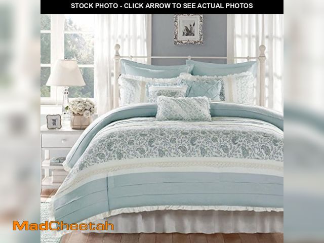 Lot 74-12510335 - Madison Park Dawn 100% Cotton Shabby Chic Comforter Set-Modern Cottage Design All Season Down Altern...