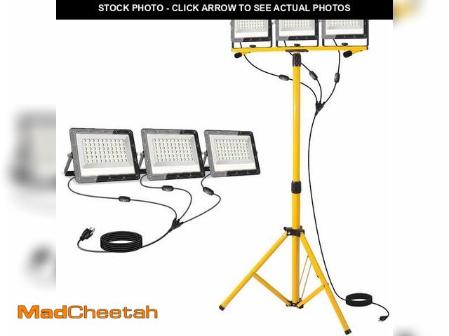 Lot 74-12836864 - 36000Lumen LED Work Lights with Stand - 3 Head Foldable Stand Work Light with 16FT Cord - IP67 Water...