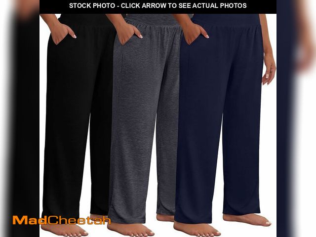 Lot 74-10904646 - Neer 3 Pack Women Plus Size Wide Leg Yoga Pants High Waist Sweatpants Plus Size Palazzo Pants Lounge...