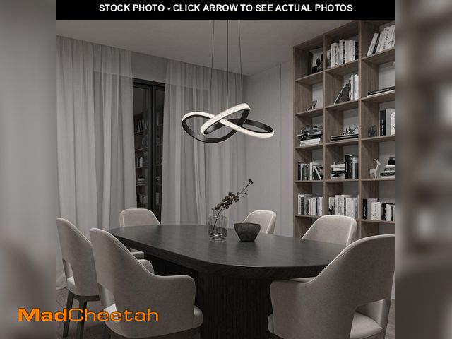 Lot 74-12690717 - *MISSING HARDWARE* Artika Morgan 30-Watt 1 Light Black Modern 5 CCT Integrated LED Pendant Light Fix...