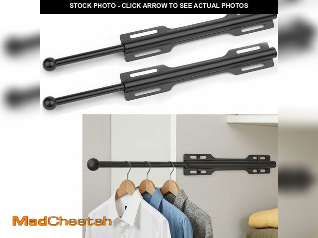 Lot 74-14299288 - LOMILD Pull-out Valet Rod for Closet 2 Pack, Black - UNUSED