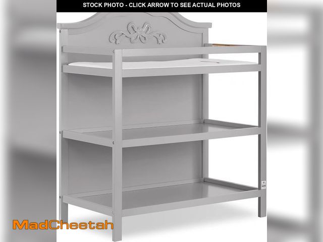 Lot 74-12400168 - Sweetpea Baby Jasmine Changing Table in Platinum - Solid New Zealand Pinewood, Safety Rails &amp; St...