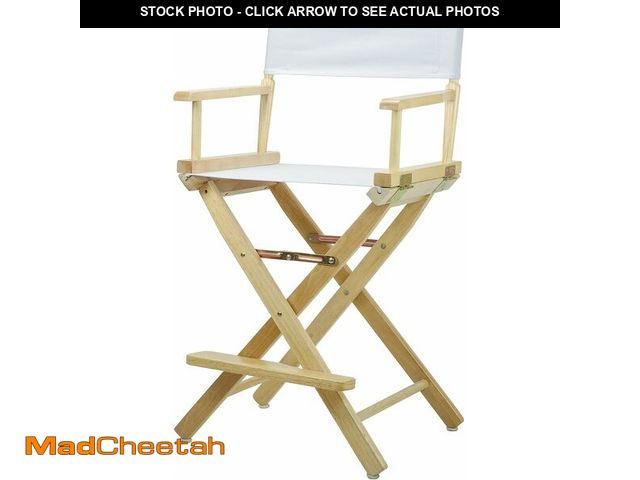 Lot 74-12543815 - 24" Director's Chair Natural Frame-White Canvas - UNUSED