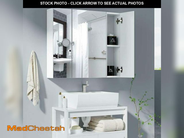 Lot 74-12548702 - Homfa Medicine Cabinet with Mirror for Bathroom, 3 Door Wall Mounted Storage Mirror Cabinet with Adj...