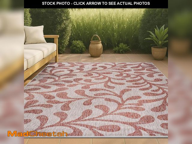 Lot 74-12366093 - JONATHAN Y Vine All Over Indoor Outdoor Area Rug 3X5 Red/Beige, Boho for Backyard, Patio, Porch, Eas...