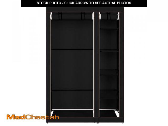 Lot 74-12145001 - UBesGoo Black Portable Clothes Closet Non-woven Fabric Wardrobe Double Rod Storage Organizer Black -...