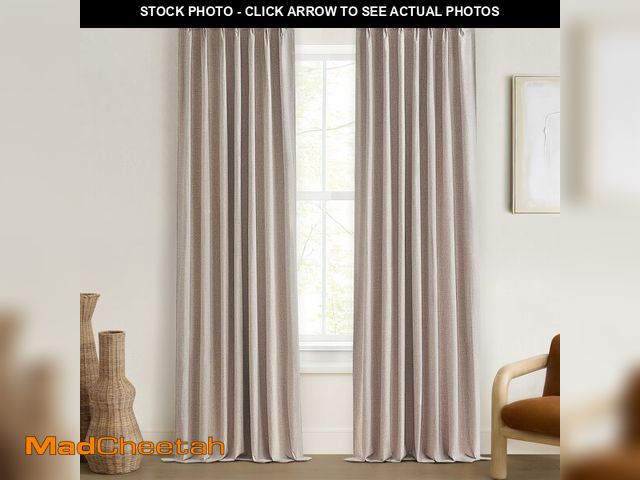 Lot 74-14302966 - Thick Linen Blackout Curtains 105 Inches Long 2 Panels Set, Custom Length Heat/Draft Blocking Back T...