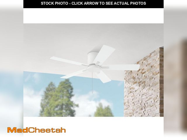 Lot 74-14113476 - Hampton Bay Grantway 48 in. Indoor/Covered Outdoor Matte White Low Profile Ceiling Fan Without Light...