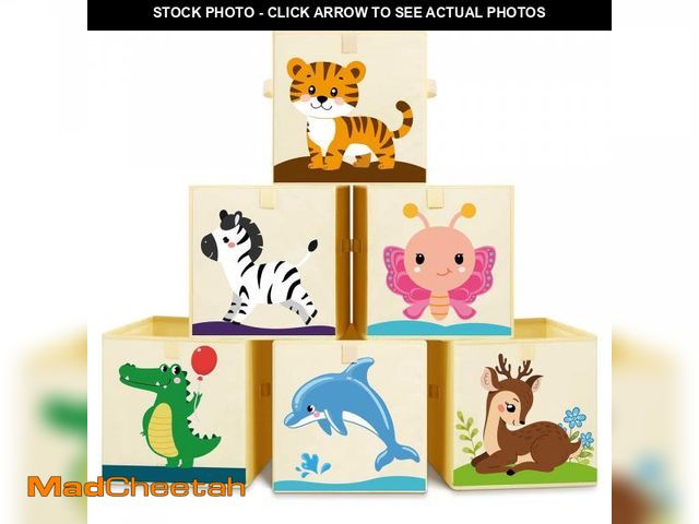 Lot 74-12116803 - Kigley 6 Pcs Collapsible Cube Storage Bins Kids Foldable Storage Cube Organizer Fabric Toy Box Decor...