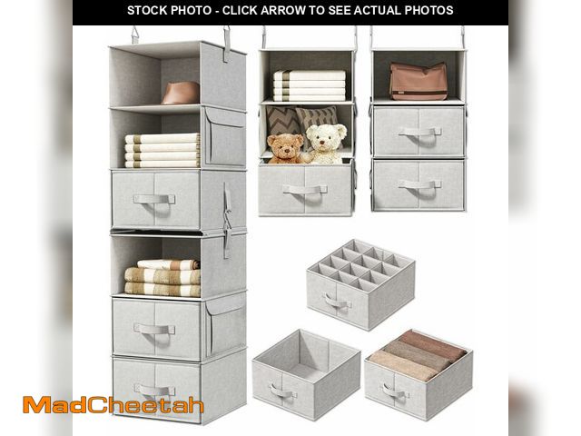 Lot 74-14154378 - Vailando 6-Shelf Hanging Closet Organizer with 3 Drawers, 2 Separable 3-Shelf Closet Organizers and ...