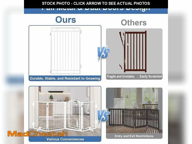 Lot 74-11237285 - Metal Freestanding Dog Gate with Cat Door for Indoor&amp;Outdoor,120" Extra Wide Foldable Pet Gate,3...