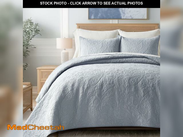 Lot 74-12700443 - EVERGRACE 100% Cotton Paisley Quilt Set, Queen Size 3 Piece Set Ã¢â¬â Prewashed Lightweight Bedsp...