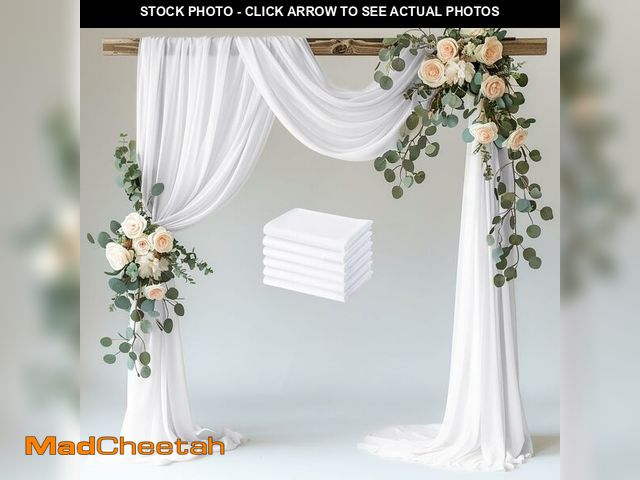 Lot 74-12718955 - Wokceer Wedding Arch Draping Fabric 6 Panels 28.7" x 20FT White Sheer Fabric Backdrop Arch Draping f...