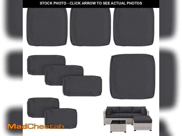 Lot 74-14115585 - WNP 9-Pieces 25.6 in. Outdoor Patio Replacement Slip Covers for 4-Seater Furniture Cushion Grey (Cov...