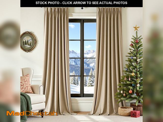 Lot 74-12714010 - Lazzzy Cream Blackout Velvet Curtains 108 Inch Length Pinch Pleated Room Darkening Drapes Luxury Bac...