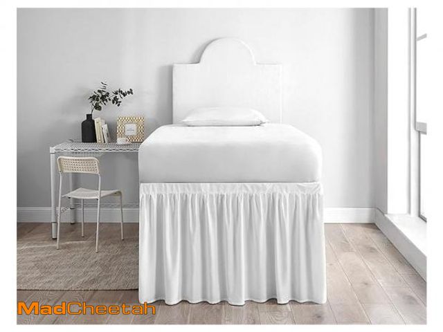 Lot 74-5014391 - Winston Porter Guidry Dorm 30" Panel Bed Skirt AAOW1383 Color: White - 45"W x 30" L - USED