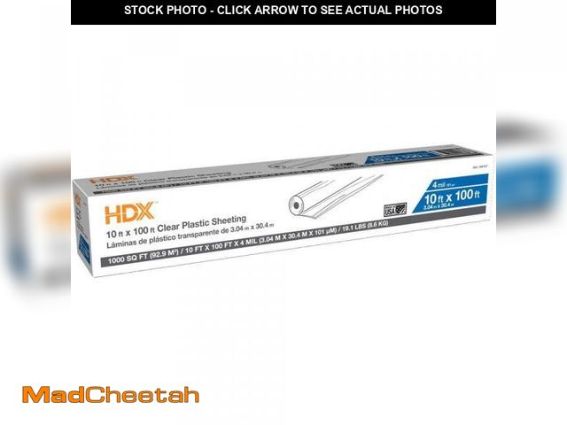 Lot 74-12280848 - HDX 10 ft. x 100 ft. Clear 4 mil Plastic Sheeting - UNUSED