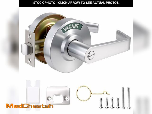 Lot 74-12976901 - QonicFly Commercial Door Handle with Lock - Vacant Occupied Bathroom Lock | ANSI Grade 2 Stainless S...