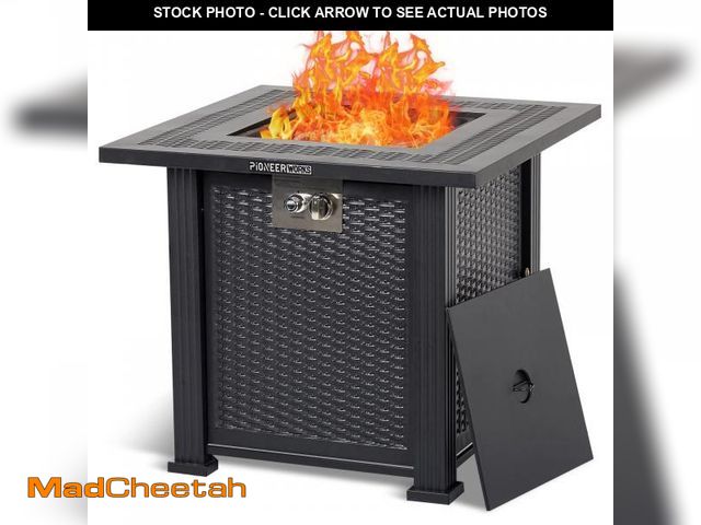 Lot 74-12521199 - PioneerWorks Propane Fire Pit Table 28 Inch, 50000BTU Rectangle Fire Table with Cover, Sturdy Steel ...