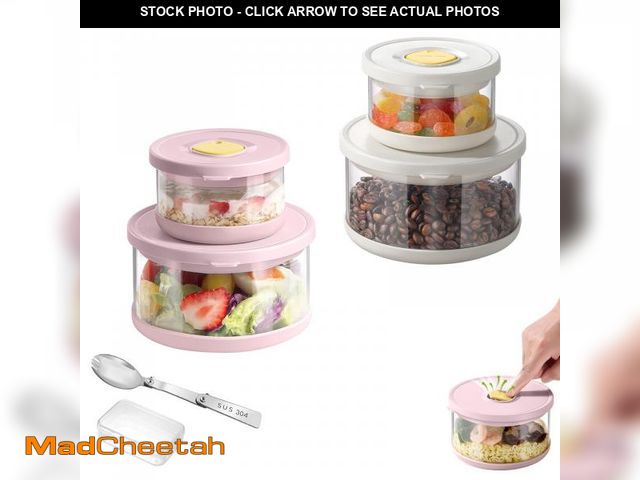 Lot 74-12312576 - SAYAPE Glass Food Storage Containers with Airtight Lids, 33.8oz &amp; 11.8oz High-Borosilicate Glass...