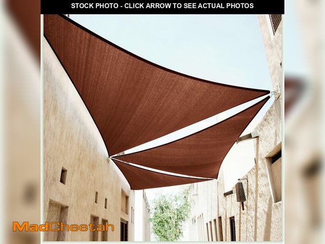 Lot 74-14278762 - ColourTree 8' x 8' x 8' Brown Triangle Sun Shade Sail Canopy Mesh Fabric UV Block UPF50 - Commercial...