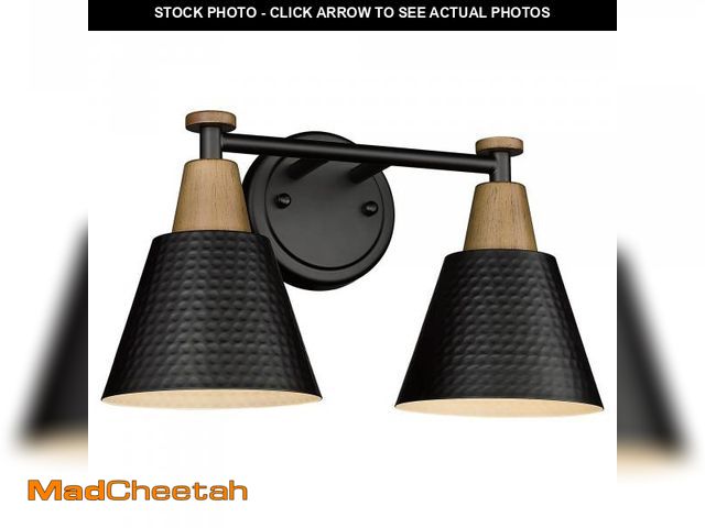 Lot 74-11549781 - FEMILA Black Bathroom Light Fixtures, 2-Light Bathroom Vanity Lights Over Mirror with Hammered Metal...