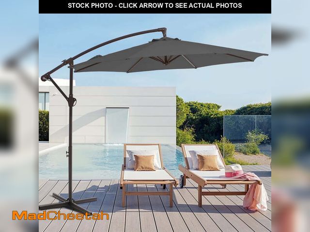 Lot 74-12764365 - JUSTLET 10' Outdoor Hanging Offset Cantilever Umbrella for Patio(No Base), Gray - UNUSED