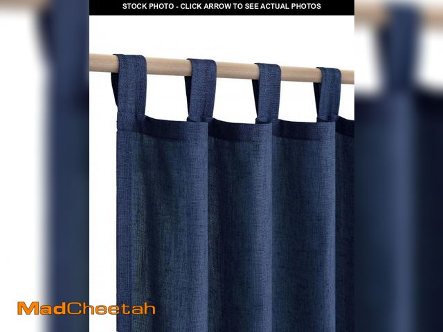 Lot 74-12310689 - Navy Blue Curtains 45 Inch Length for Kitchen 2 Panels Set Tab Top Light Filtering Semi Privacy Shor...