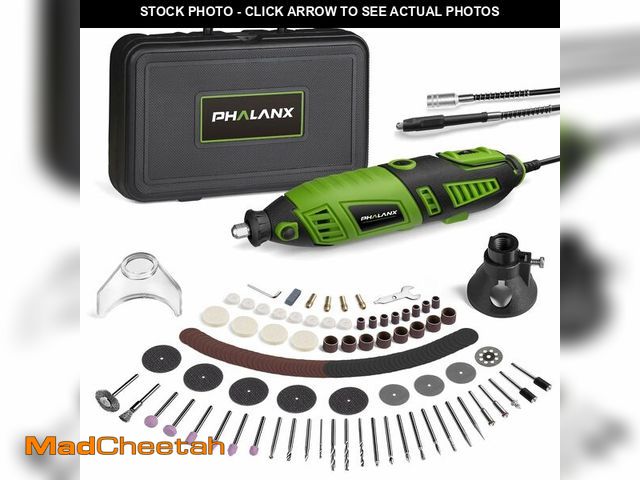 Lot 74-12968151 - 180W Rotary Tool Kit, 1.5-Amp PHALANX 6 Variable Speed with Flex Shaft, 8000-32000RPM Multi-Tool&amp...