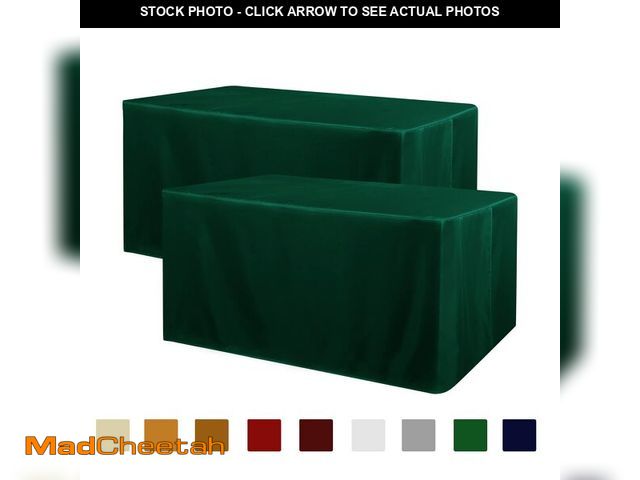 Lot 74-12704266 - Obstal 2 Pack Blackish Green Table Cloths for 4 Foot Rectangle Tables - Water Resistant Washable Fab...