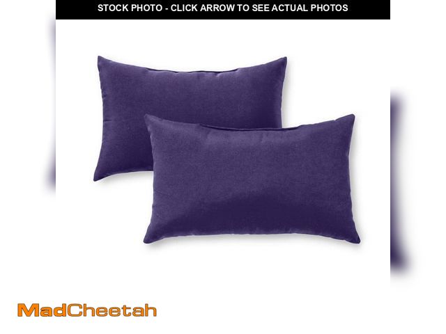 Lot 74-14467894 - Greendale Home Fashions Solid Navy Blue Lumbar Outdoor Throw Pillow (2-Pack) OC5811S2-NAVY - UNUSED