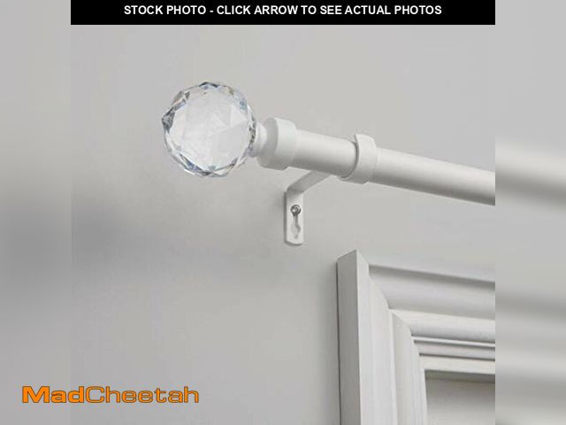 Lot 74-12760097 - EXCLUSIVE HOME Crystal Ball 1" Curtain Rod and Coordinating Finial Set, Matte White, Adjustable 36"-...