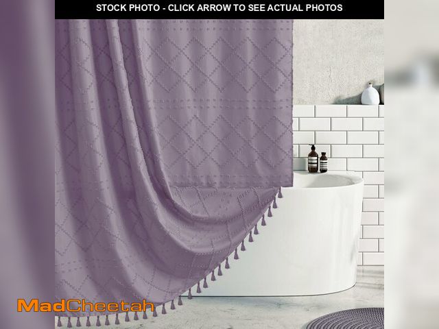 Lot 74-12717059 - Siiluminisoy Boho Shower Curtain Purple Woven Fabric Cute Shower Curtain, 72 x 72 Tufted Chevron Tex...