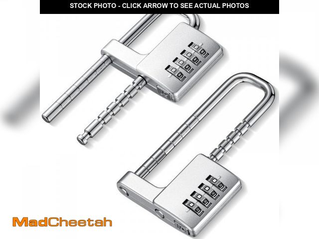 Lot 74-11550470 - Gisafai 2 Pcs 4 Digit Combination Lock Code Cabinet U Shaped Gym Adjustable Padlock Metal Long Shack...